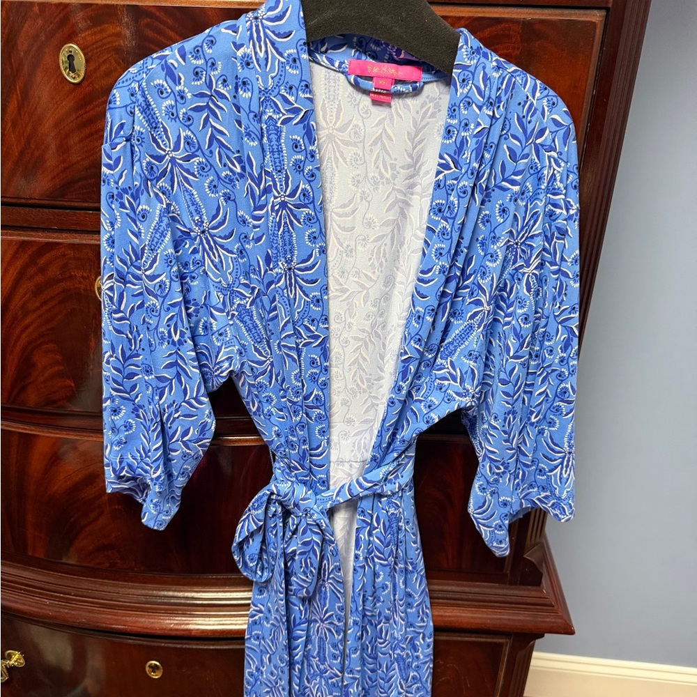 Lilly Pulitzer Blue Floral Kimono